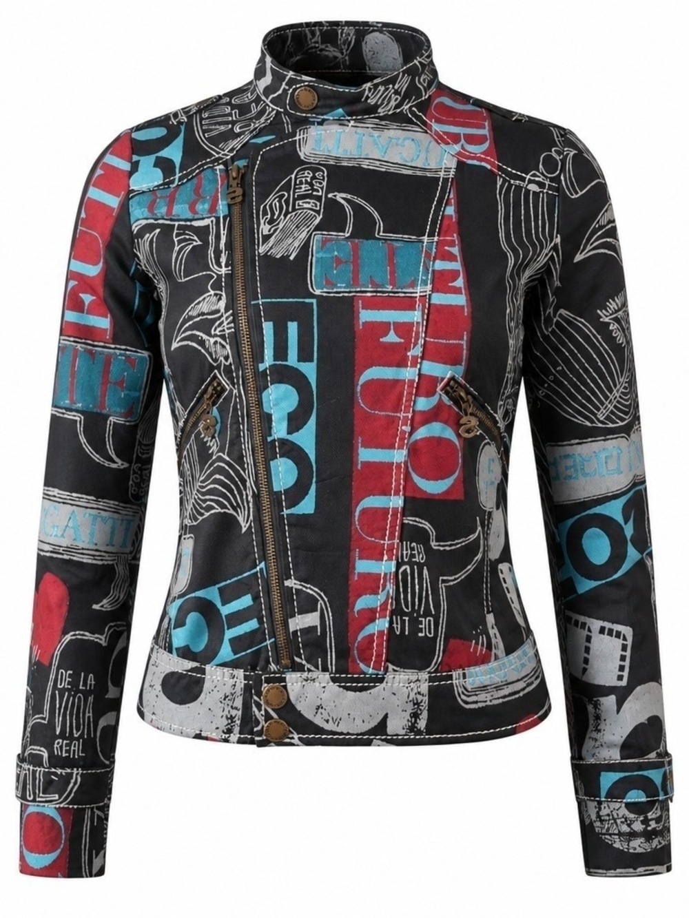 Desigual Colorful Embroidered Coat Jacket Size 36 Small